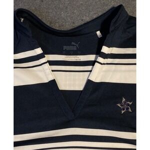 PUMA large Cloudspun SLEEVELESS Valley Womens Shirt Blue White Striped Golf‎